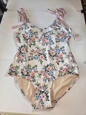 Lime Ricki Pink Floral Tie-Shoulder One-Piece Swimsuit on White